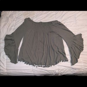 Off the shoulder bell sleeve blouse